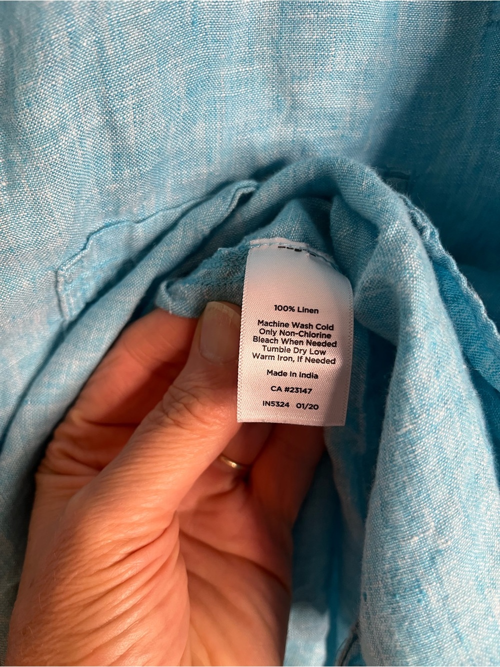 Talbots Light Turquoise Casual Button-Front 100% Linen Top Size Medium - Picture 4 of 6